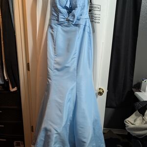 Sherri Hill Strapless Light Blue Dress